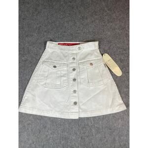 VINTAGE 90s Revolt Mini Jean Skirt Womens Size 5 White Denim Minimalist NWT